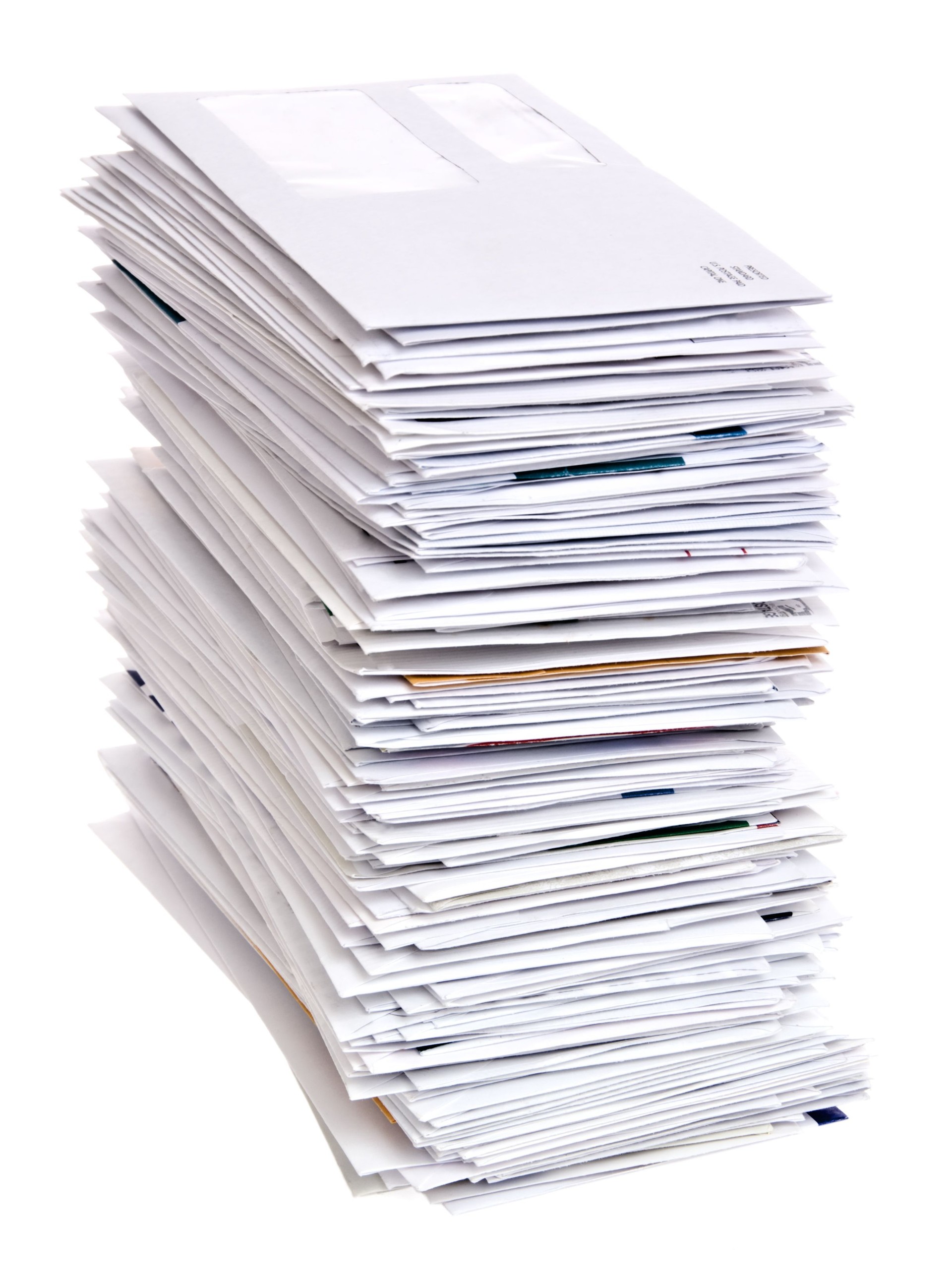 Big Stack of Mail Isolated on White
